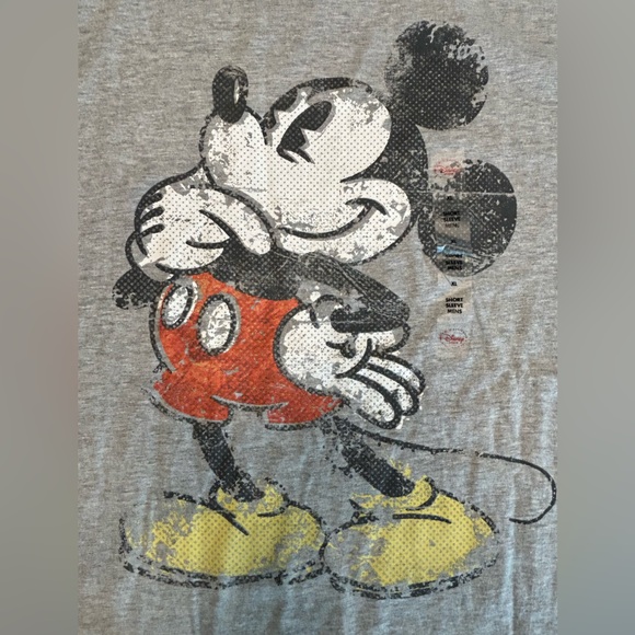 Men’s gray simple classic Mickey Mouse graphic VTG look distressed resort NWT XL - Picture 2 of 6